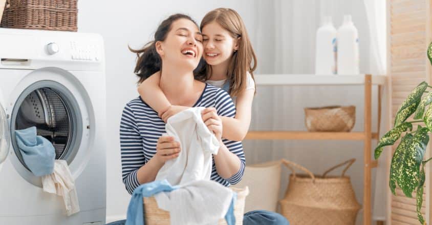 A mother who is doing a laundry - bellos cleaning