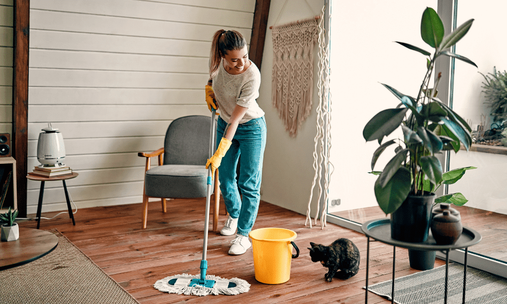 Mopping the floor - Cleaning tips - A Fresh Start for the New Year- Bellos Cleaning - Annapolis MD