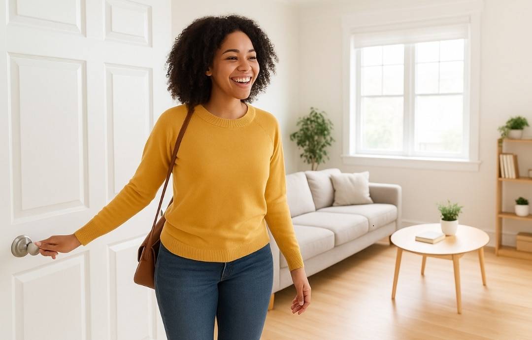 Homeowner feeling relaxed and proud of a freshly cleaned home in Annapolis
