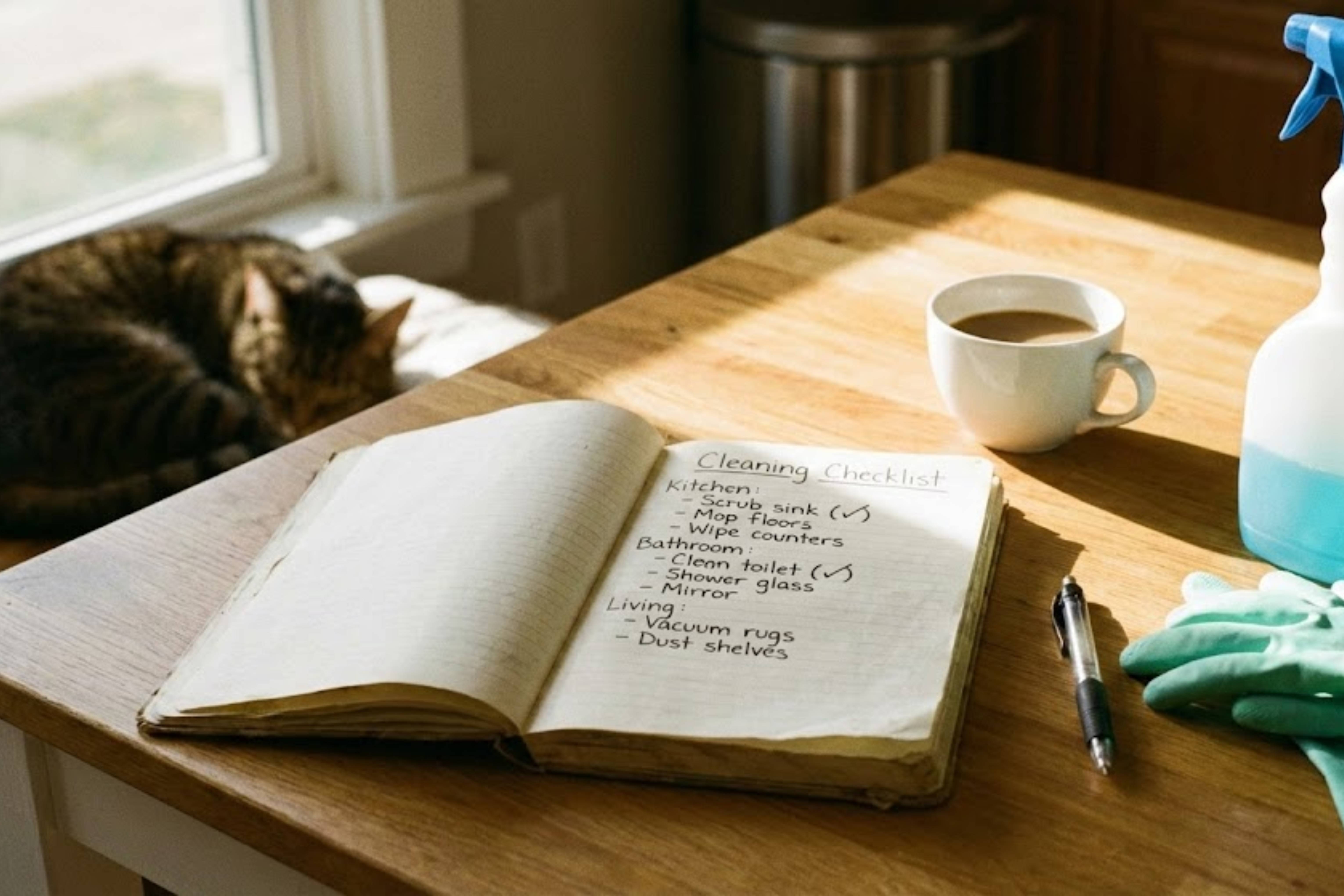 Home cleaning schedule checklist for weekly and biweekly cleaning