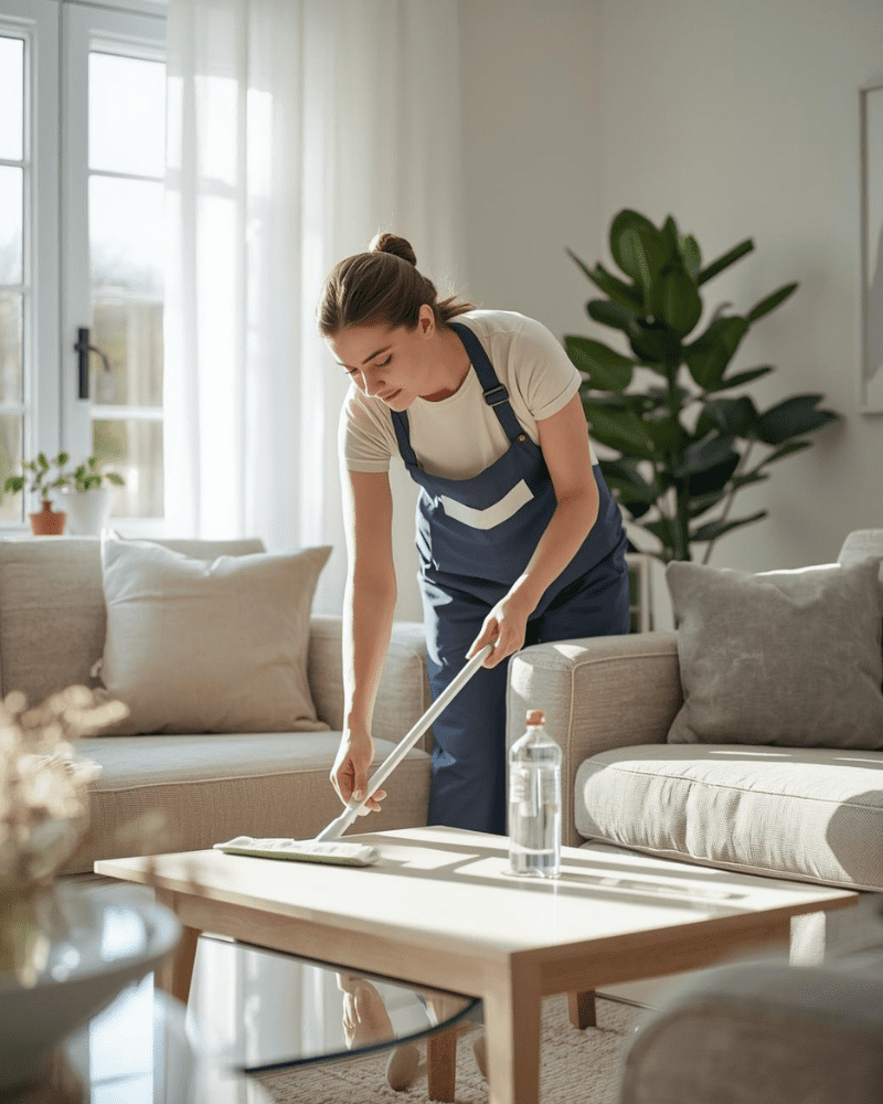 Recurring Cleaning in Davidsonville MD-Woman Dusting and Surface Cleaning