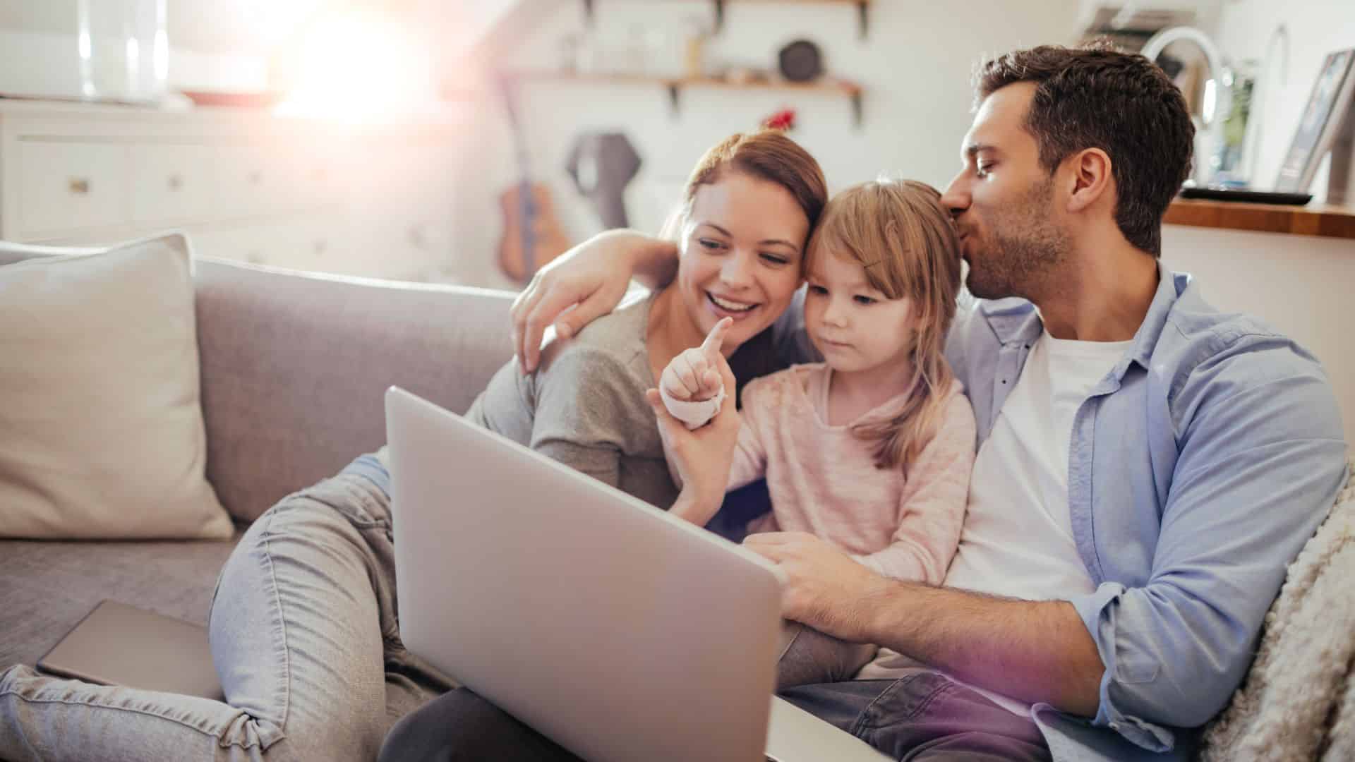 Happy family in clean home