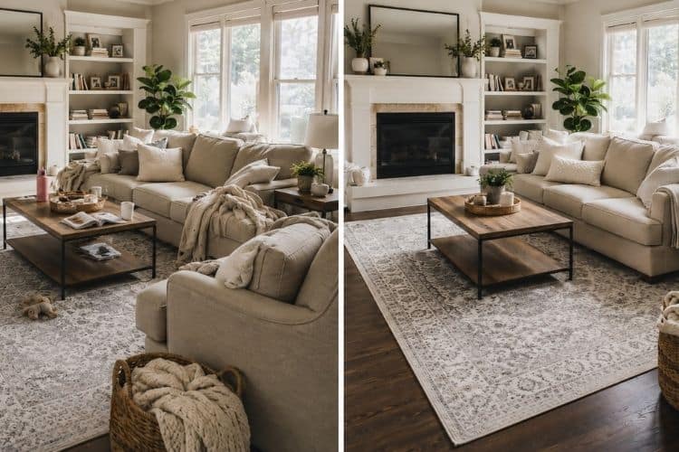 Organized living room after a deep cleaning service in Annapolis, MD