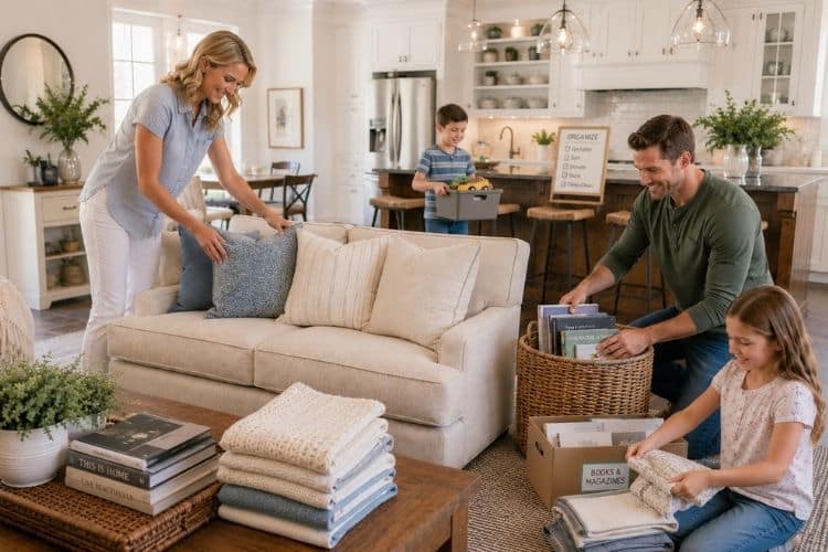Family preparing their home for a professional deep cleaning in Bethesda, MD