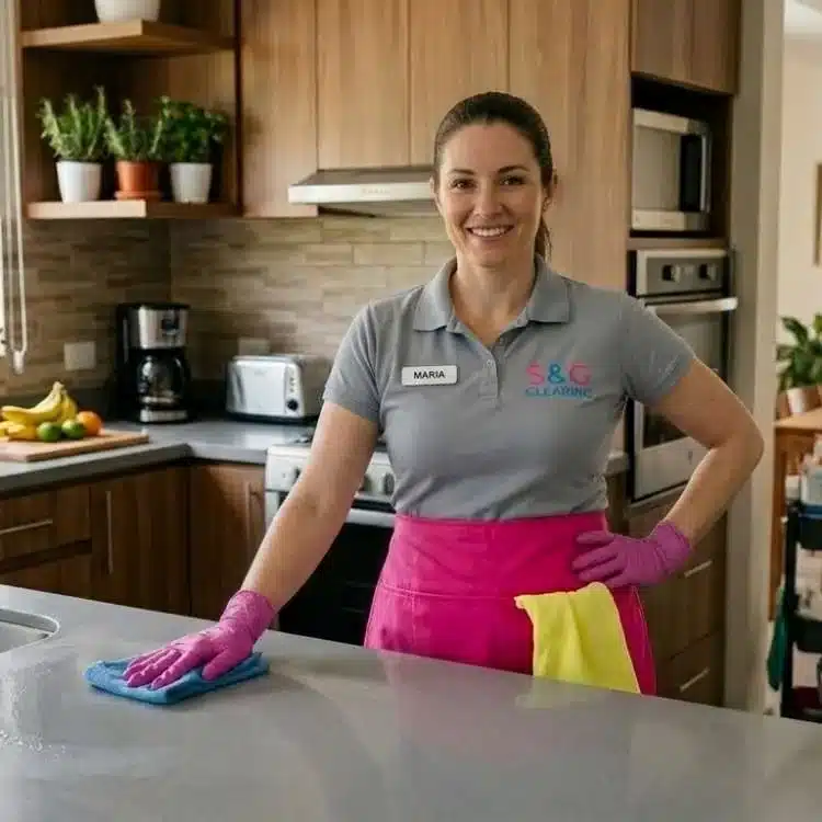 Recurring Cleaning Service in Crownsville MD - Employee cleaning kitchen